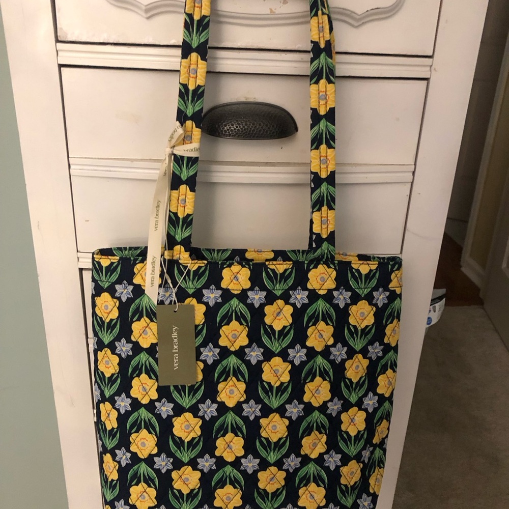 Vera Bradley Yellow and Black Floral Tote on
